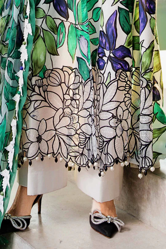 3 Piece Unstitched Printed Lawn Suit | MPT-2505-A-White