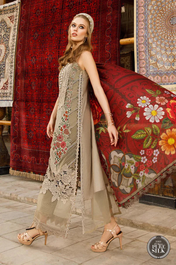 Maria B Lawn Collection MB-177-Brown-Chikankari