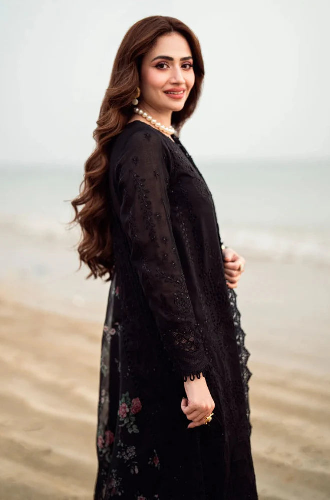 Nureh | Black - Cambric With Organza Dupatta Collection