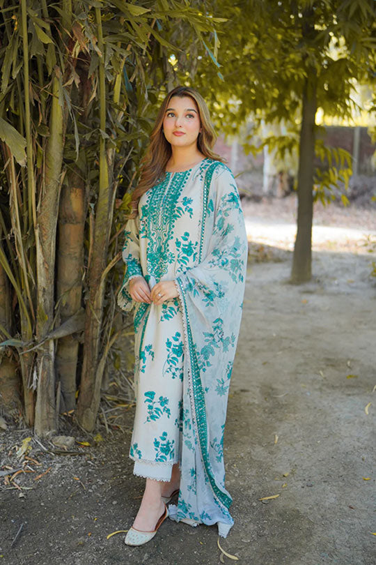 Aneelas Collection | Green & White - Lawn Collection