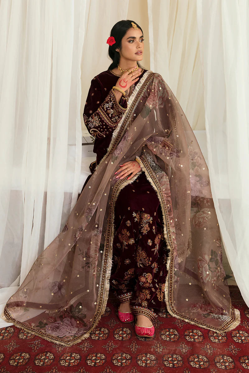 EMBROIDERED VELVET UF-250-Red-Velvet