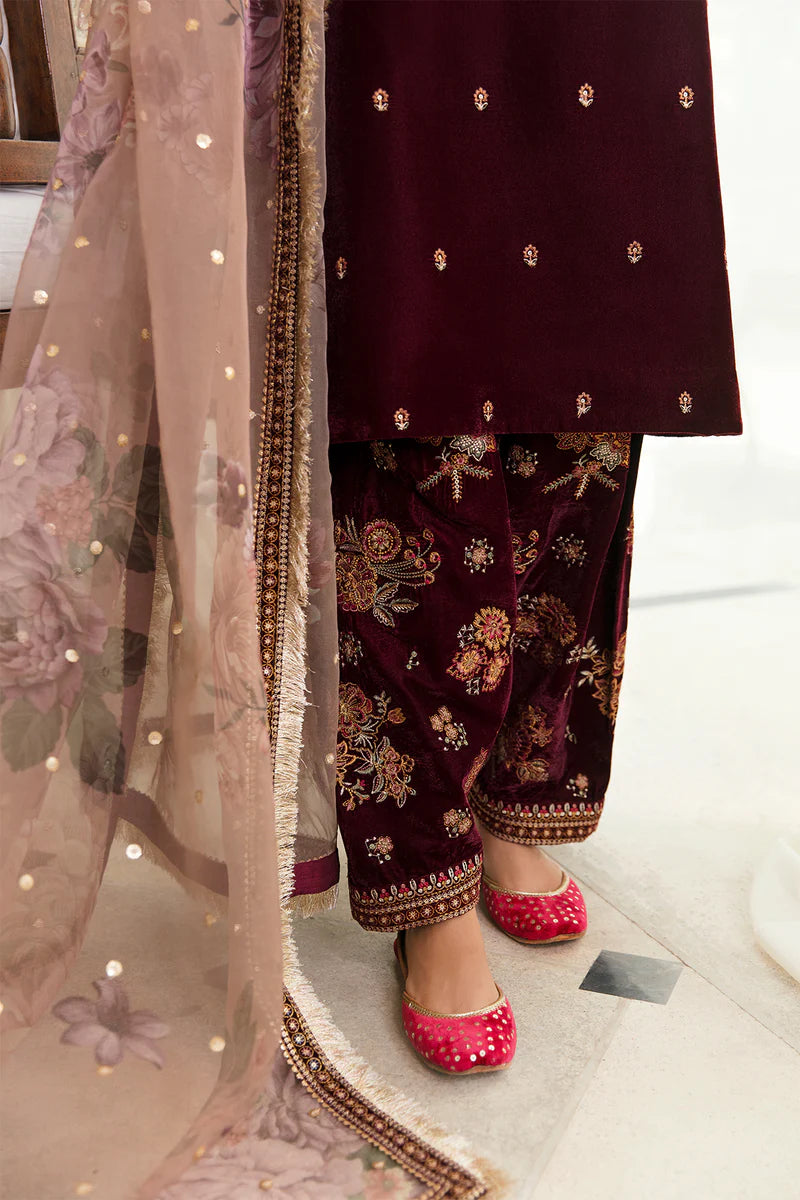 EMBROIDERED VELVET UF-250-Red-Velvet