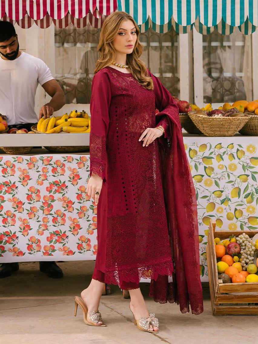 Adan Libas | Deep Maroon - Luxury Lawn