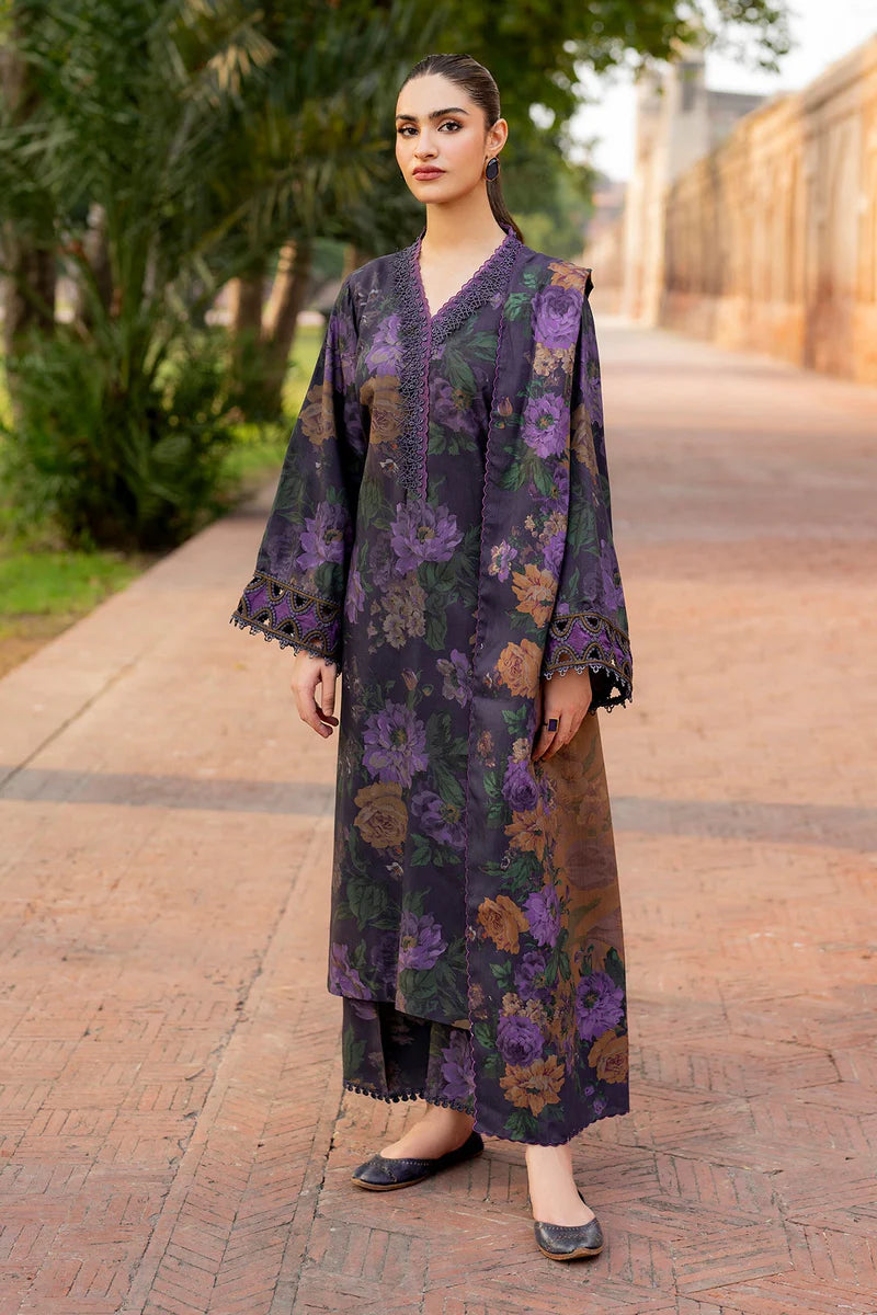 Baroque 3 Piece Navy Blue-Unstitched Lawn Suit- Summer Collection