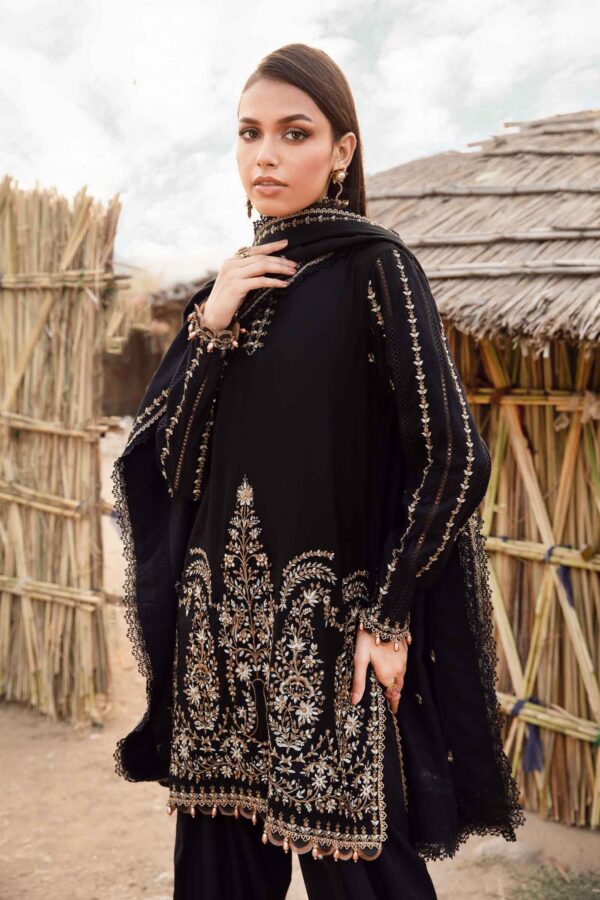 Black-LAWN Unstitched | Embroidered 3 Piece Suit–MPT-2403-B