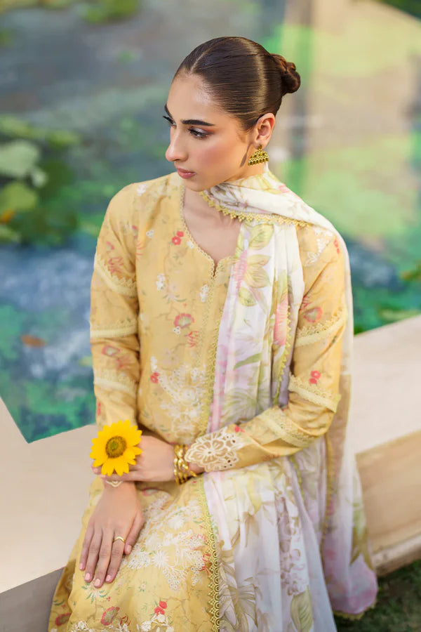 Yellow-Iznik Luxury Embroidered Lawn SFL-09