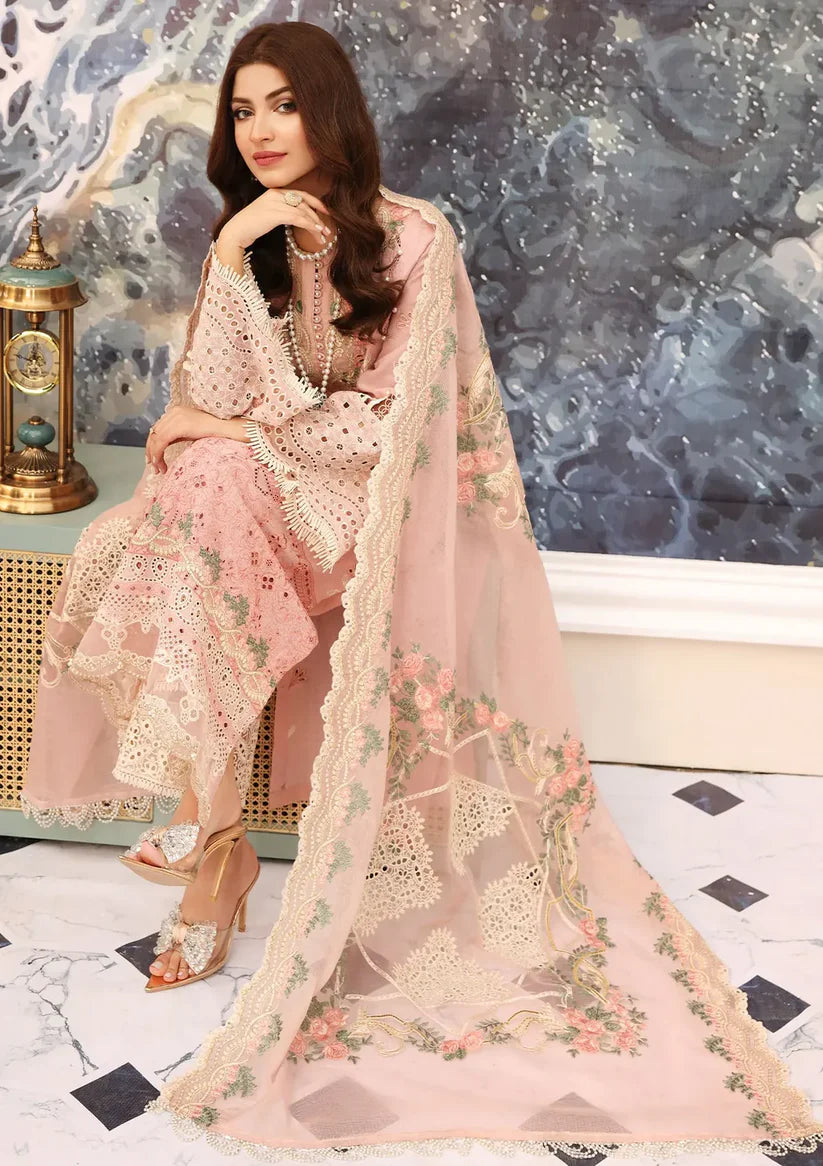 Elaf Festive Chikankari Lawn Collection 2023 – ELC-06 FLAMINGO-PINK