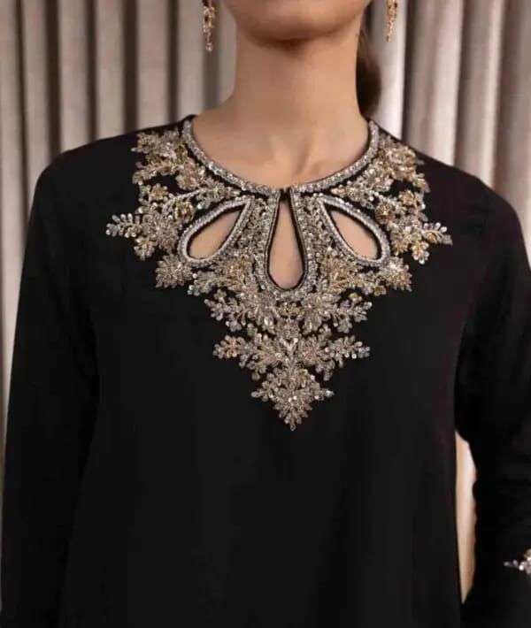 SAPPHIRE Velvet Embroidered Luxury Wedding Unstitched 3pc-Black-Velvet