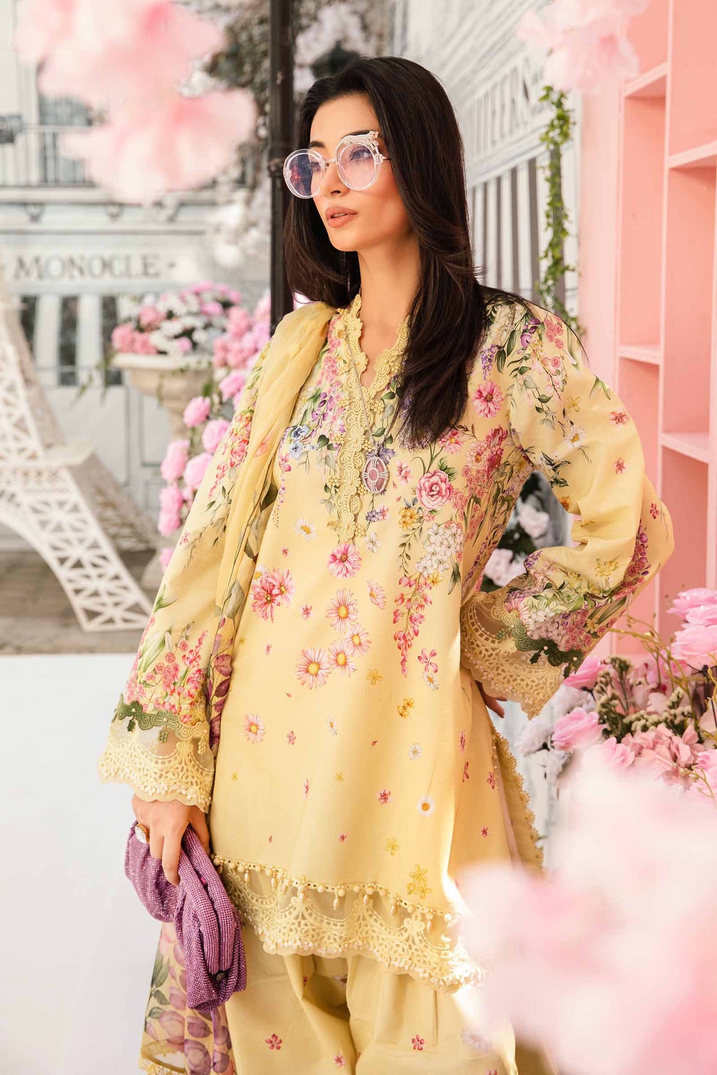 Maria B MPT-2603-A |Yellow - 3 Piece Unstitched Embroidered Lawn Suit