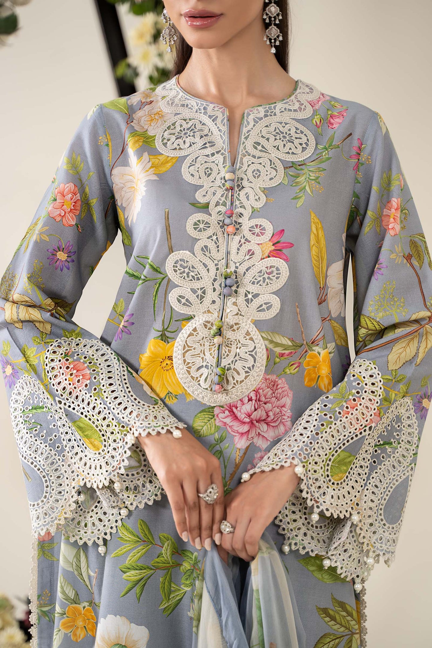 Maria B | Grey - Lawn With Chiffon Dupatta Collection