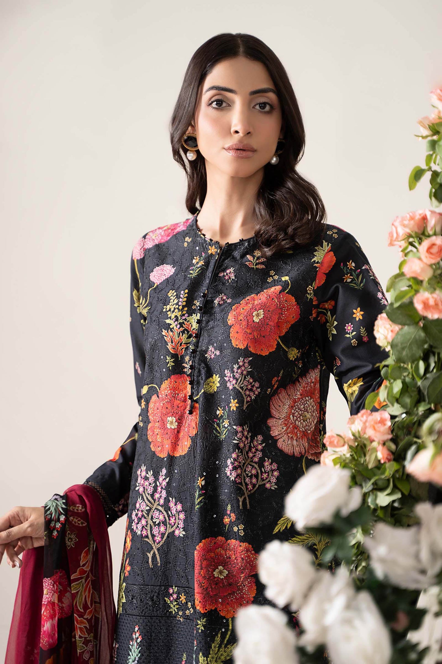 Maria B MPT-2607-B | Black - 3 Piece Unstitched Embroidered Lawn Suit