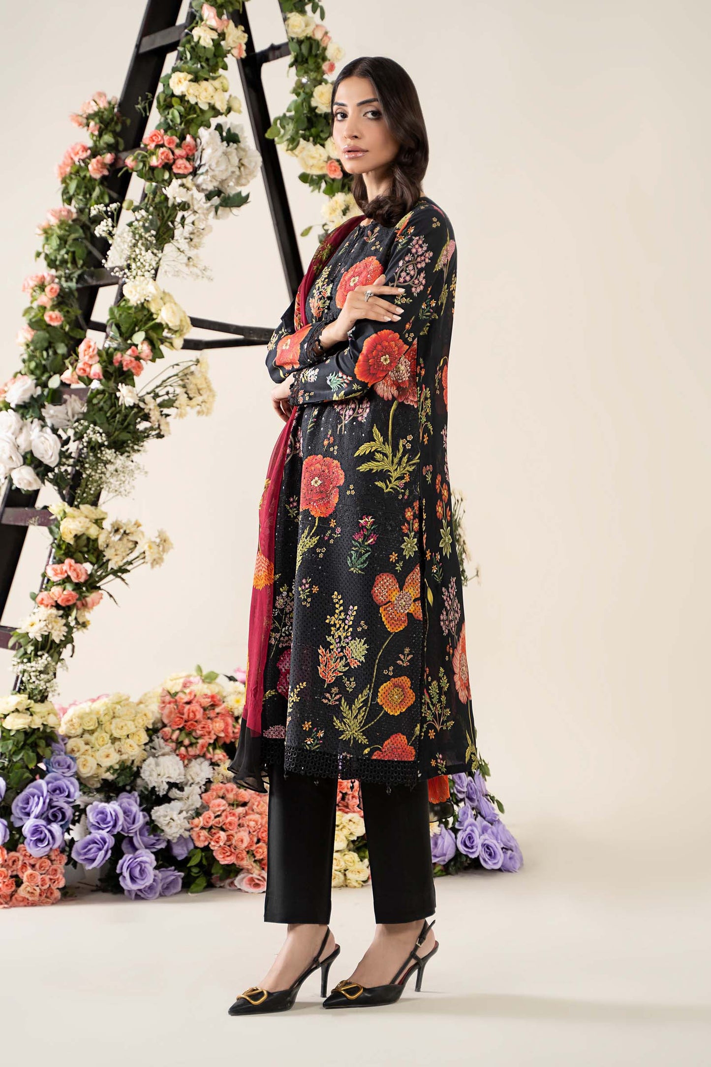 Maria B MPT-2607-B | Black - 3 Piece Unstitched Embroidered Lawn Suit