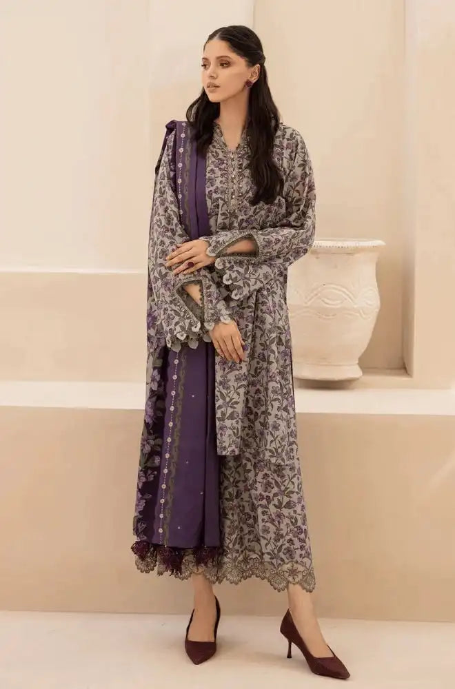 Maria B Green Purple Digital Pure Lawn Embroidery Dress 3pc Floral Looms Maria B Green Purple Digital Pure Lawn Embroidery Dress 3pc Floral Looms
