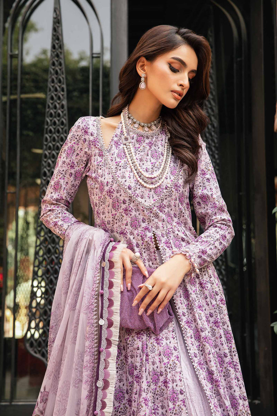 Purple Lawn-Piece Unstitched Printed Suit | MPT-2207-B