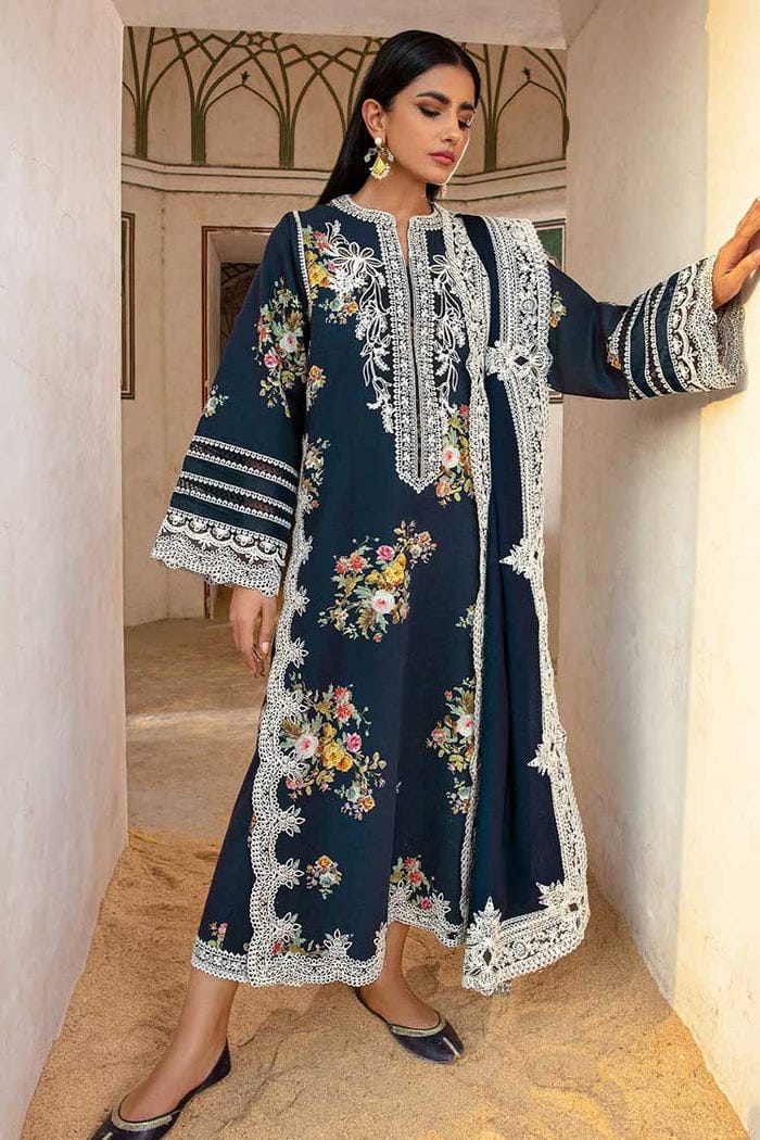 Crimson Luxury three piece front full embroidery with chiffon embroidery dupatta D-1025-Green-Cotton