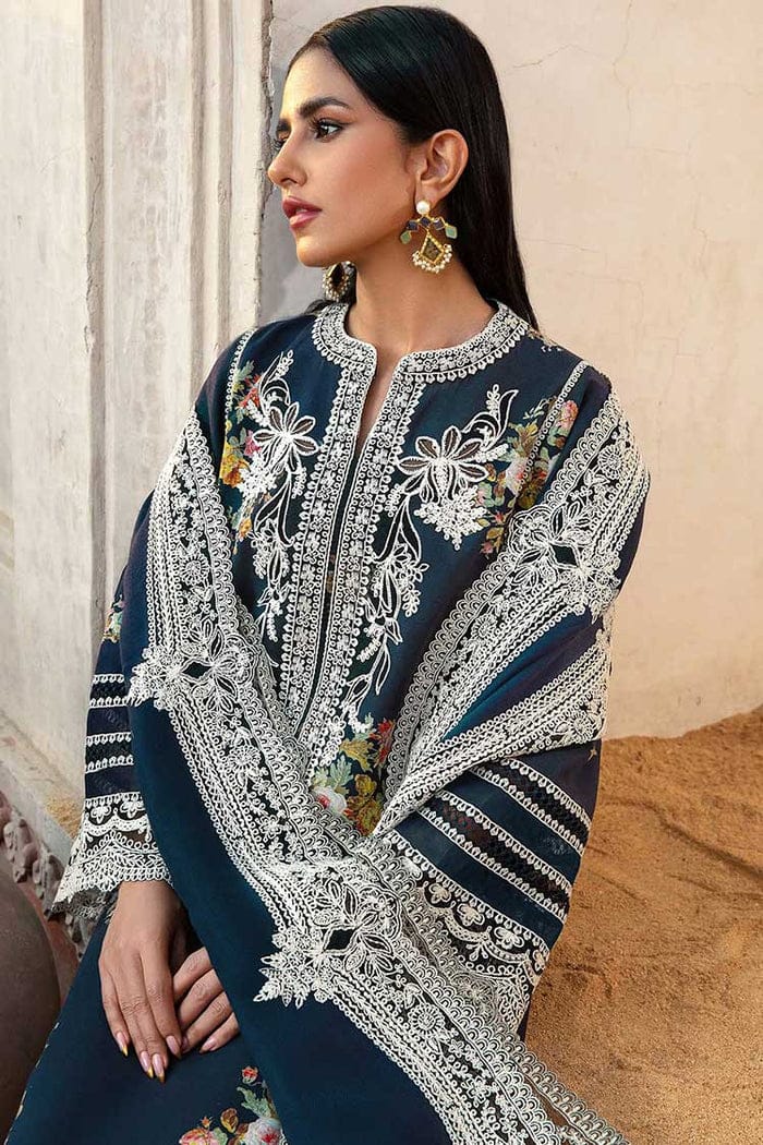 Crimson Luxury three piece front full embroidery with chiffon embroidery dupatta D-1025-Green-Cotton