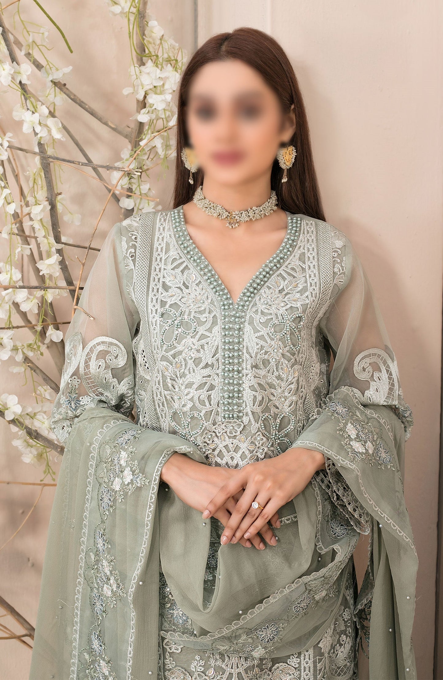 Dilaab - Fancy Organza Collection By Tawakkal Fabrics D 1482-Green-Organza