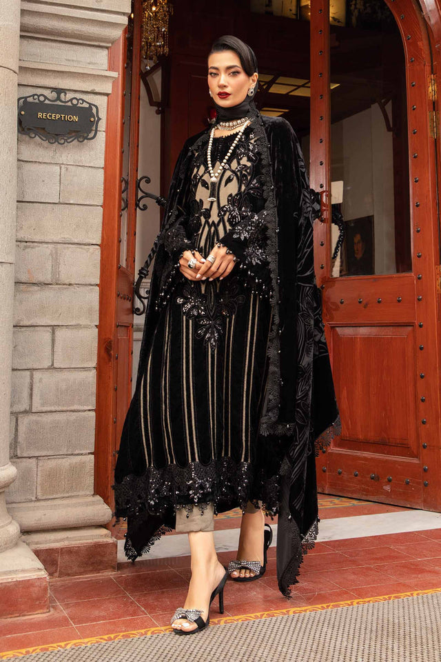 Maria-B – Lawn Luxe – MBWL – D5- Black- Lawn