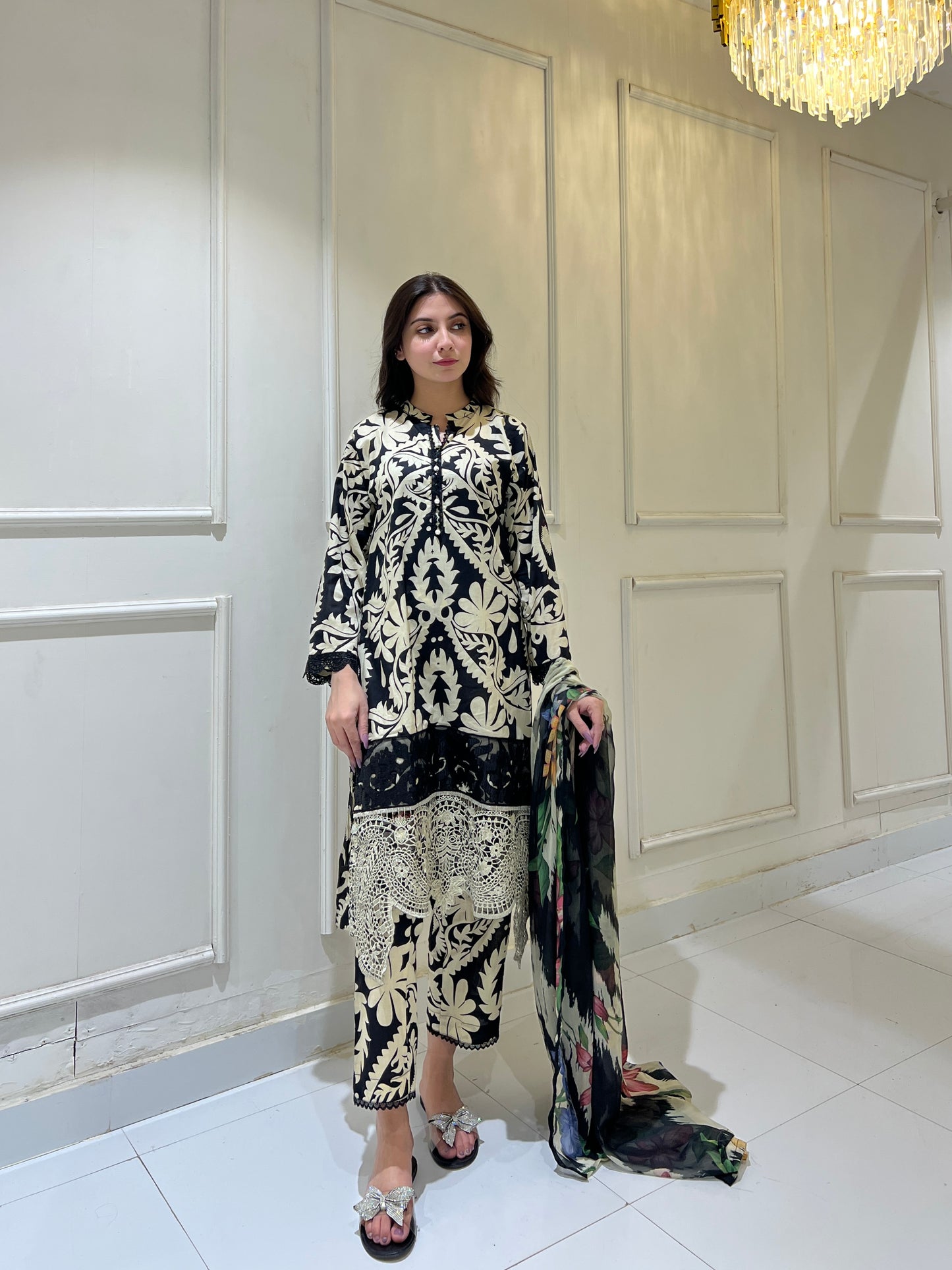 Maria.B MPRINTS 3 Piece Stitched Luxury Lawn Suit - BLACK
