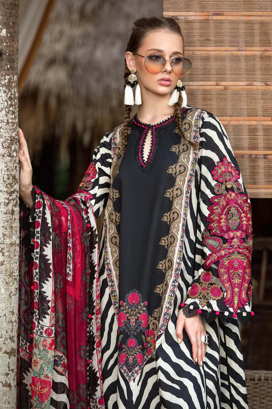 Lawn-Unstitched M.Prints | MPT-1804-A- Black
