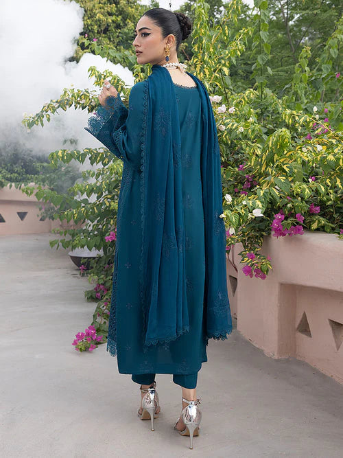 Afsaneh by Mahnur Embroidered Karandi Unstitched 3Pc Suit D-07-Blue-Chikankari