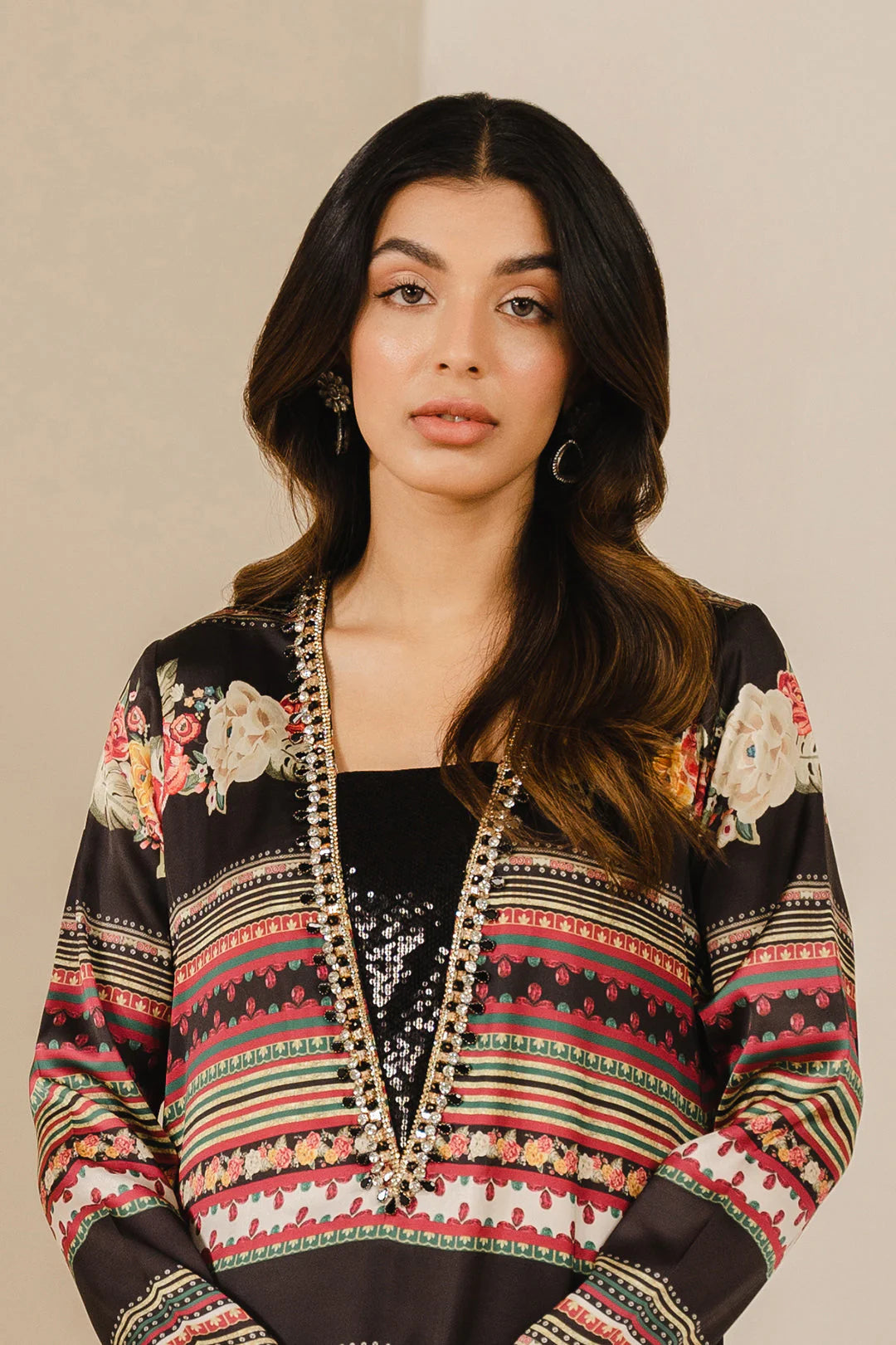 Lulusar Multi Digital Printed Silk Formal 3 Pieces Unstitched Collection-Black-Silk