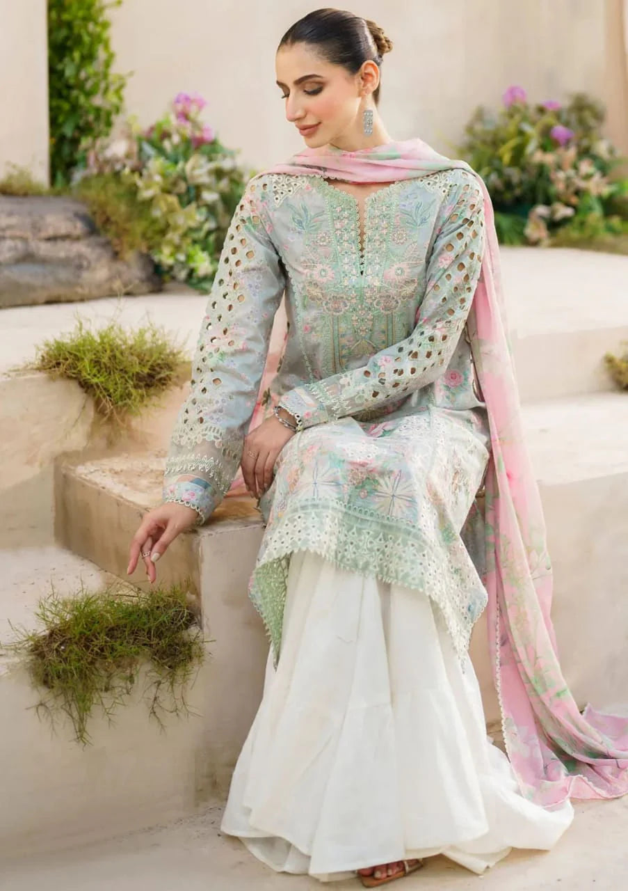 Iznik | Ice-Green - Lawn Chiffon Dupatta