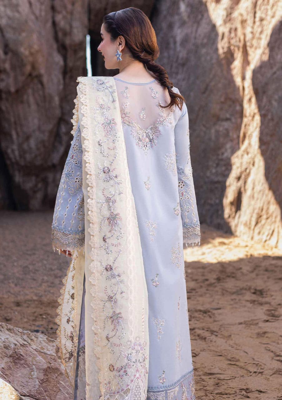 Rung Rasia | Soft Pastel Blue - Cambric with Net Dupatta Collection