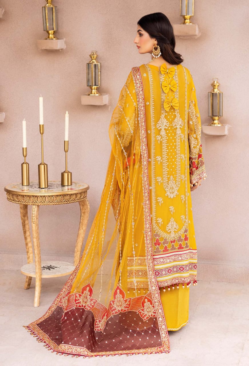 Adan Libas | Yellow - Chiffon Embroidered Collection