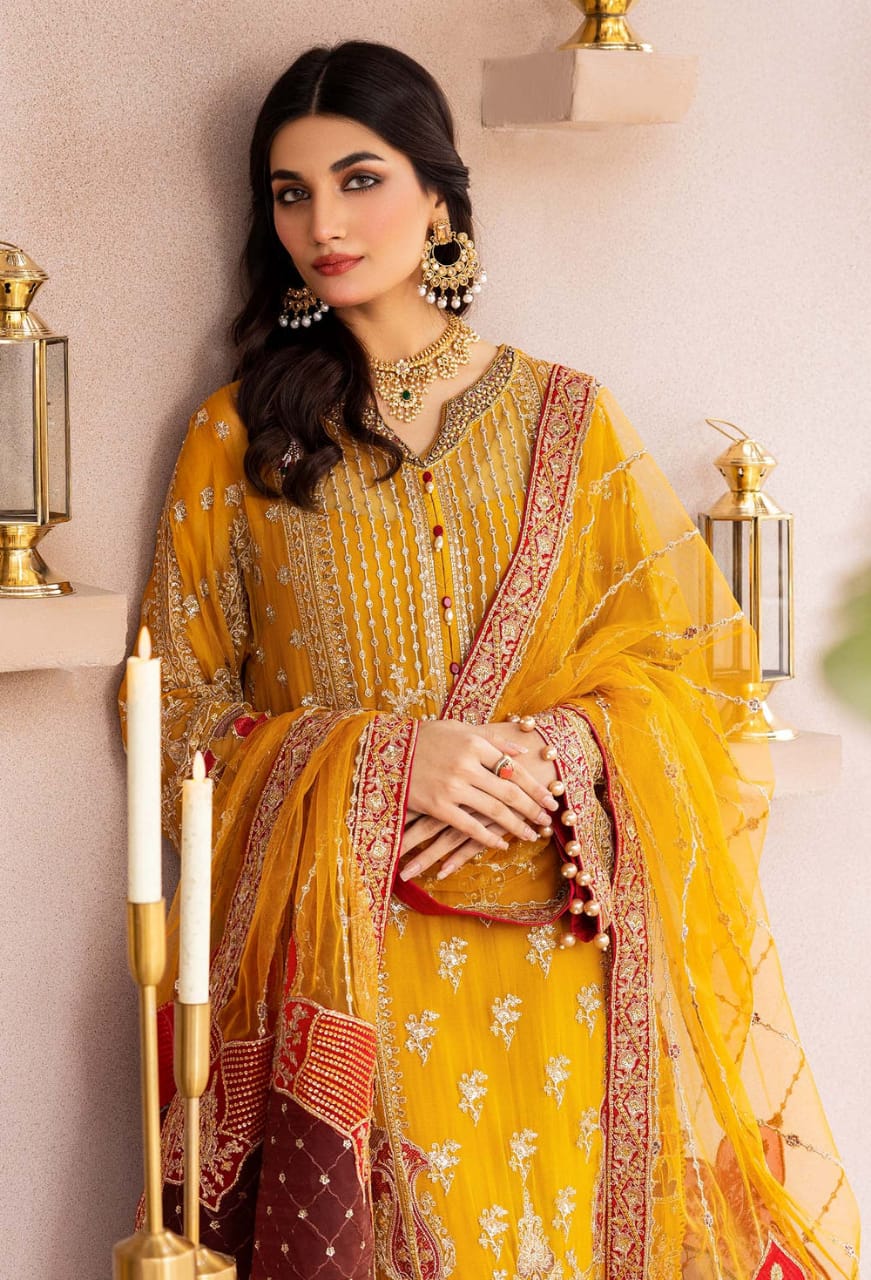 Adan Libas | Yellow - Chiffon Embroidered Collection