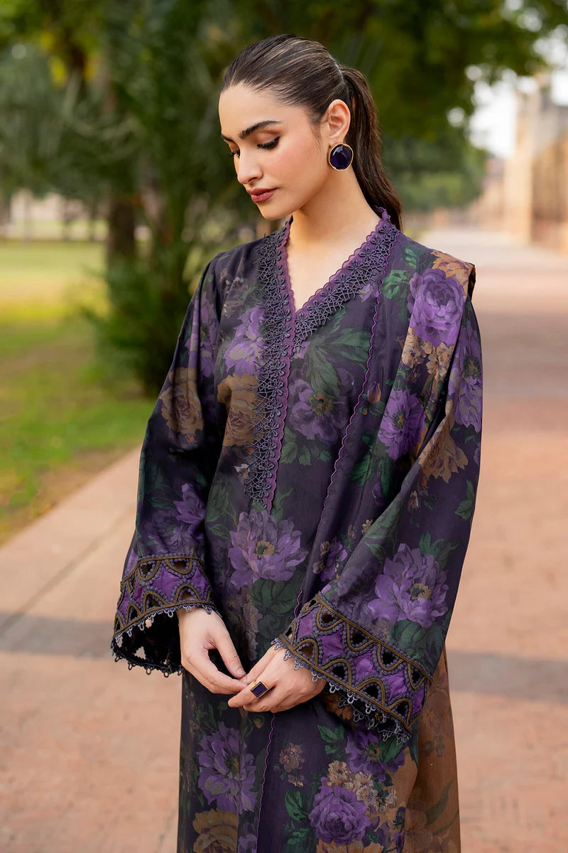 Baroque 3 Piece Navy Blue-Unstitched Lawn Suit- Summer Collection