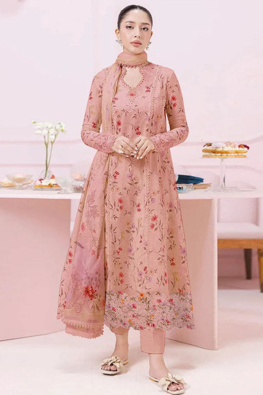 Qalamkar EM-04B | Pink - Embroidered Linen Collection