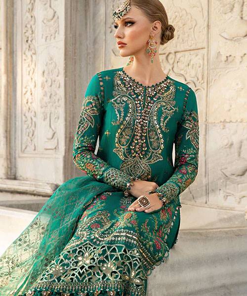 Maria.B. Sateen Luxury Formals ‘24 – CST-805-Green-Organza
