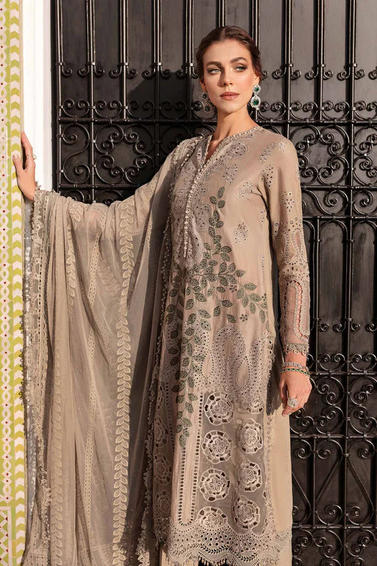 Skin Brown-Unstitched Luxury Lawn Chikankari Suit- Eid Collection