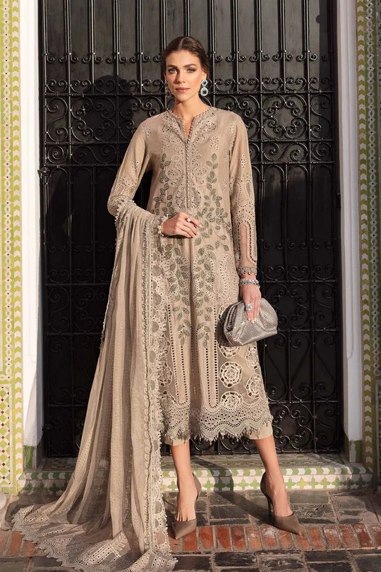Skin Brown-Unstitched Luxury Lawn Chikankari Suit- Eid Collection