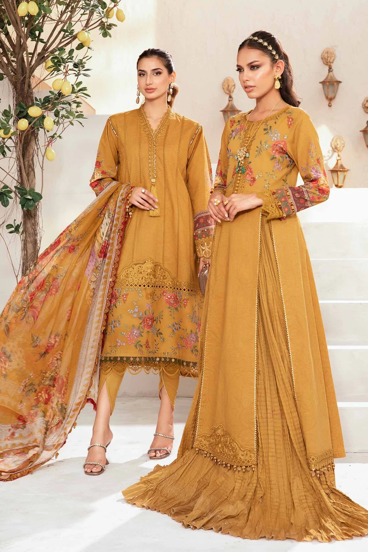 M-Print By Maria B Lawn Embroidered Suit MPT-2A Mustard