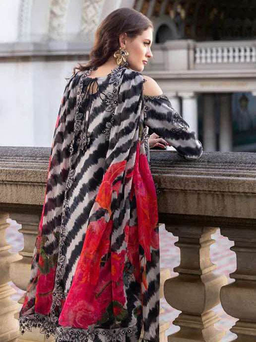 Charizma - Aghaz e Nou - Embroidered Lawn Unstitched 3Pc Suit - AG5-01 - Black & White