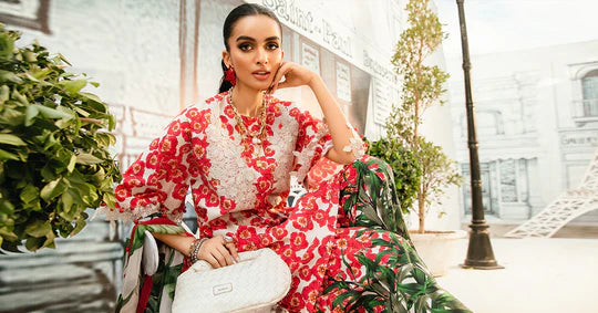 Maria B MPT-2606-B | Red 3 Piece Unstitched Embroidered Lawn Suit