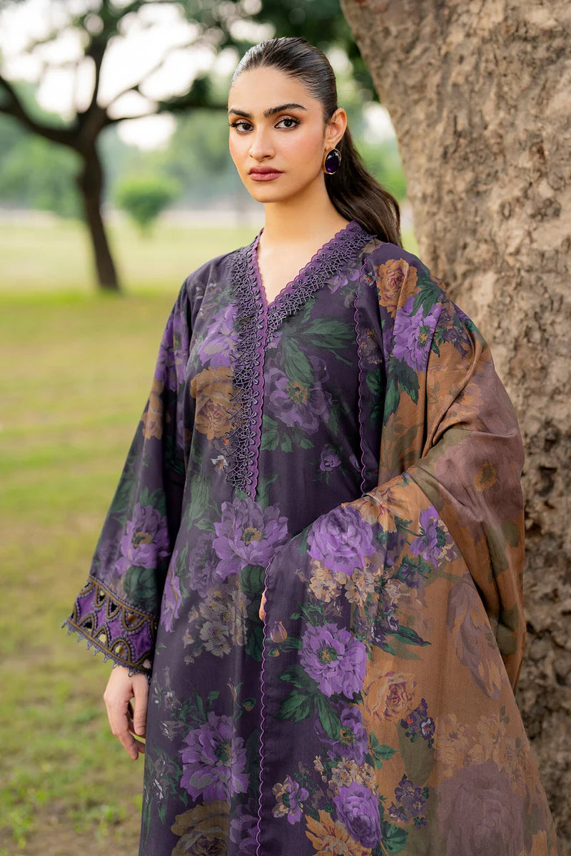 Baroque 3 Piece Navy Blue-Unstitched Lawn Suit- Summer Collection