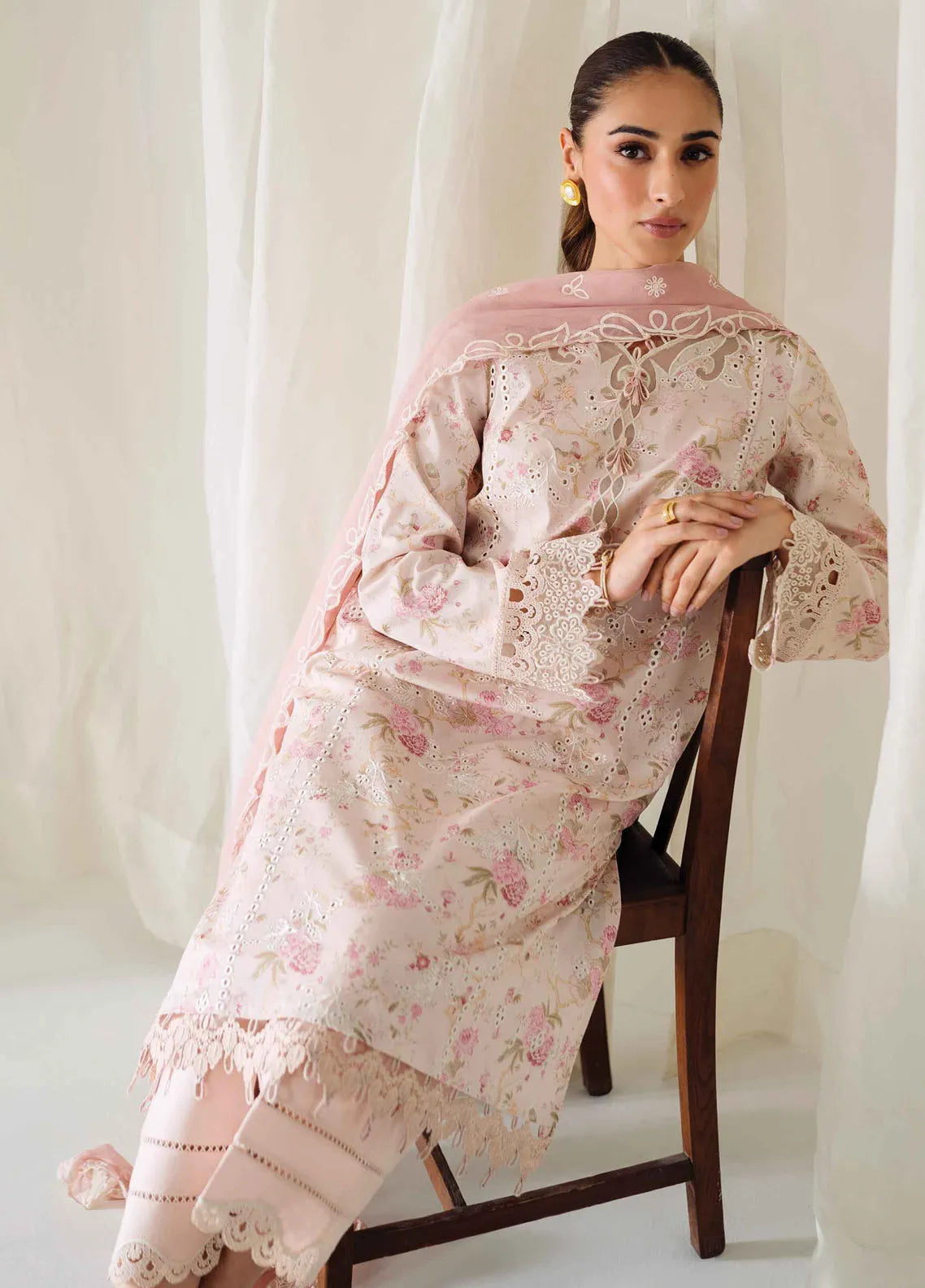 Pink-Qprintrs By Qalamkar Embroidered Lawn Suit Unstitched 3 Piece QLM24QP AR-10 Helene - Summer Collection