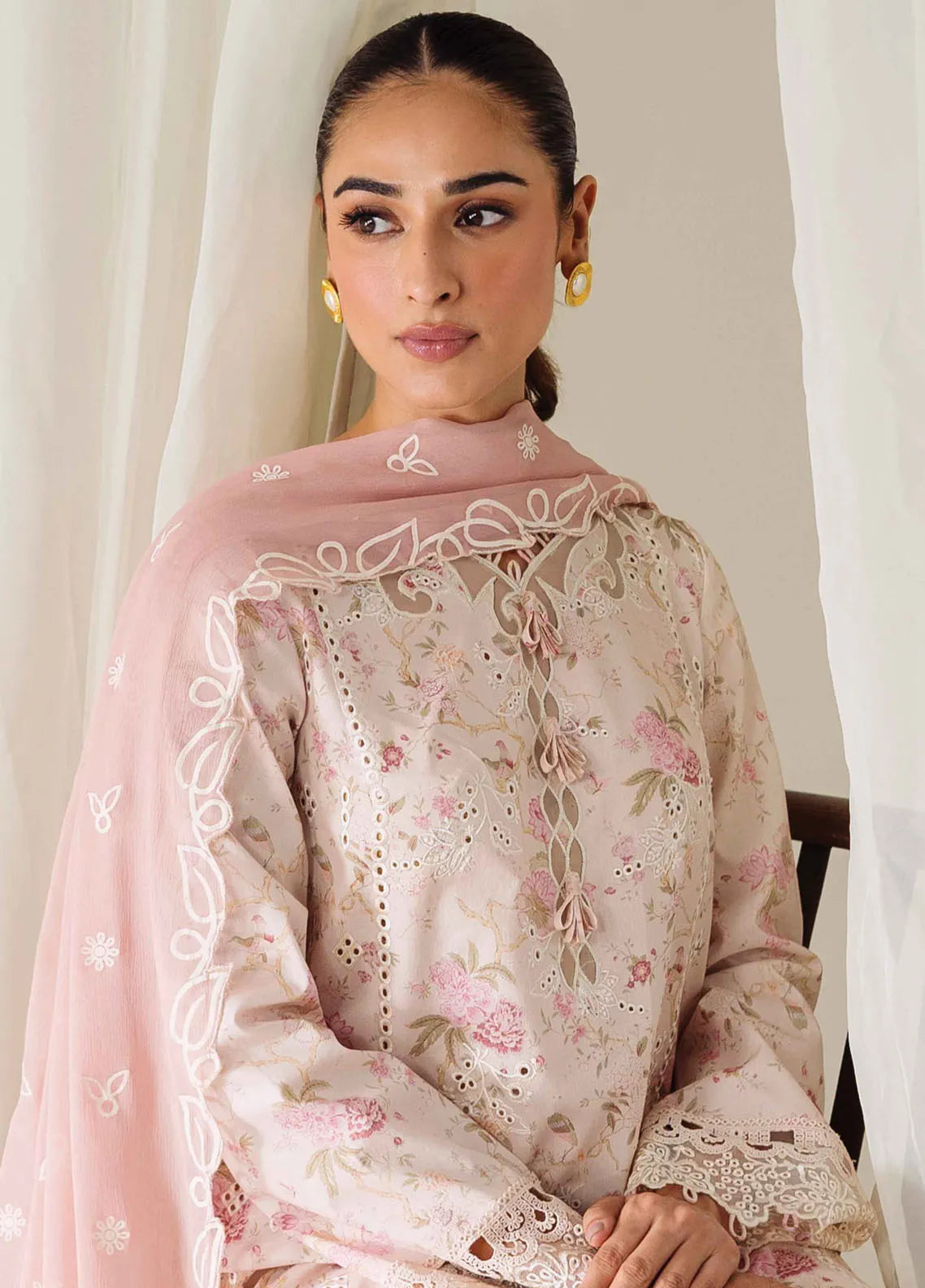 Pink-Qprintrs By Qalamkar Embroidered Lawn Suit Unstitched 3 Piece QLM24QP AR-10 Helene - Summer Collection