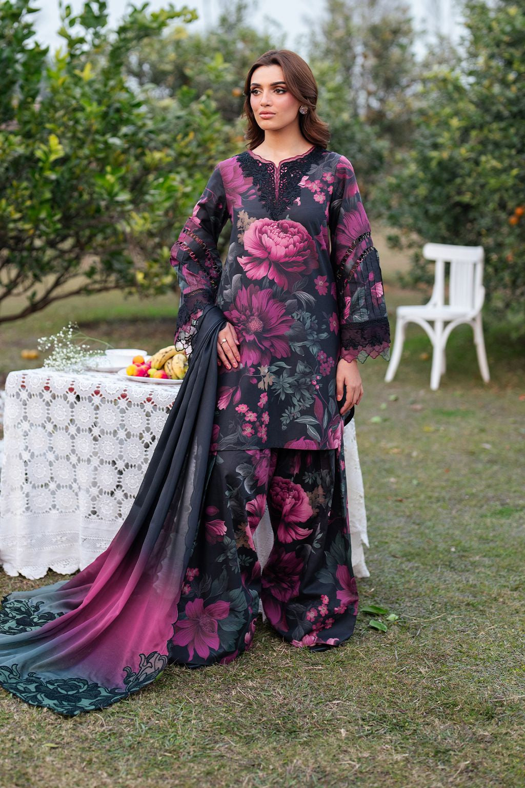 Iznik Purple Floral Digital Printed Lawn -25