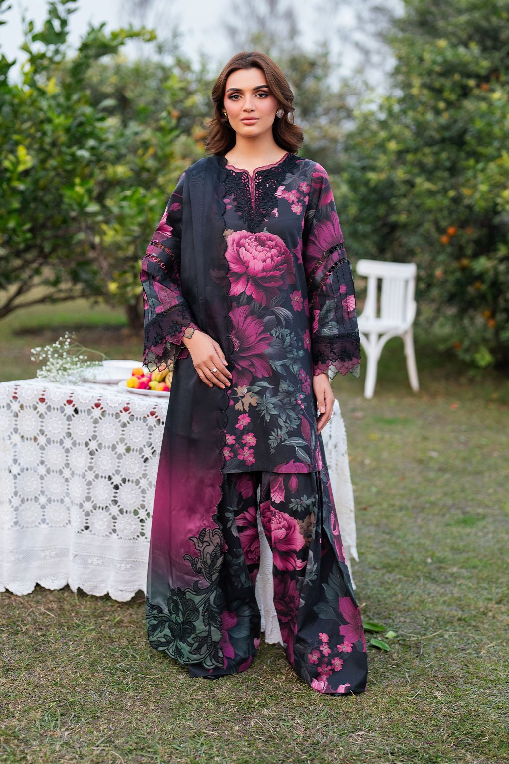 Iznik Purple Floral Digital Printed Lawn -25