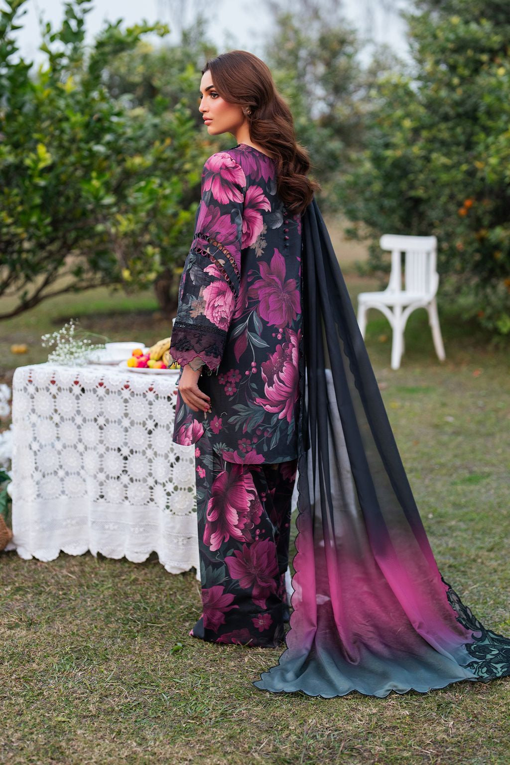 Iznik Purple Floral Digital Printed Lawn -25