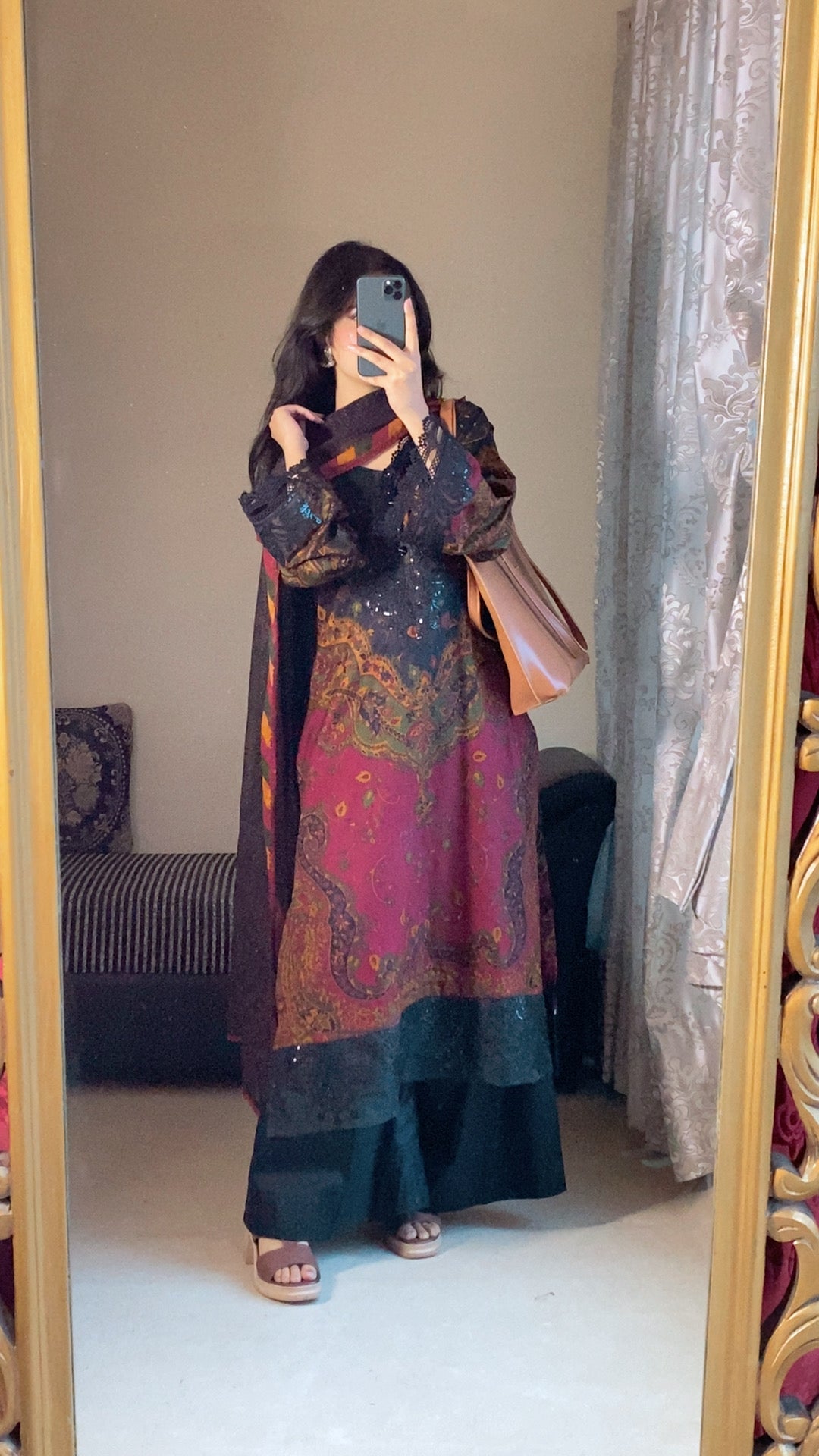 Maria B - Durefishan Saleem - Zeve Black Shirt, Trouser and Dupatta Outfit Lawn- Black - Zirwa