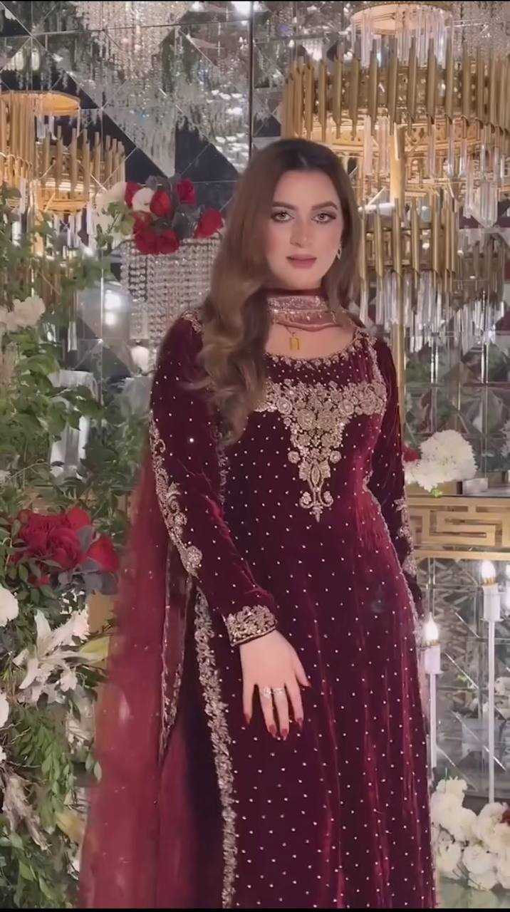 Aneelas Collection | Maroon - Micro Velvet Collection