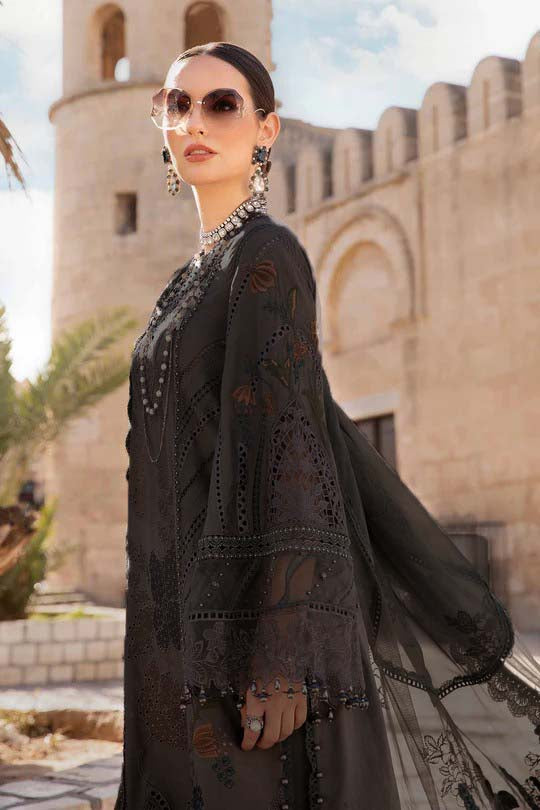 Unstitched Lawn | D-2407-B-Black-Chikankari