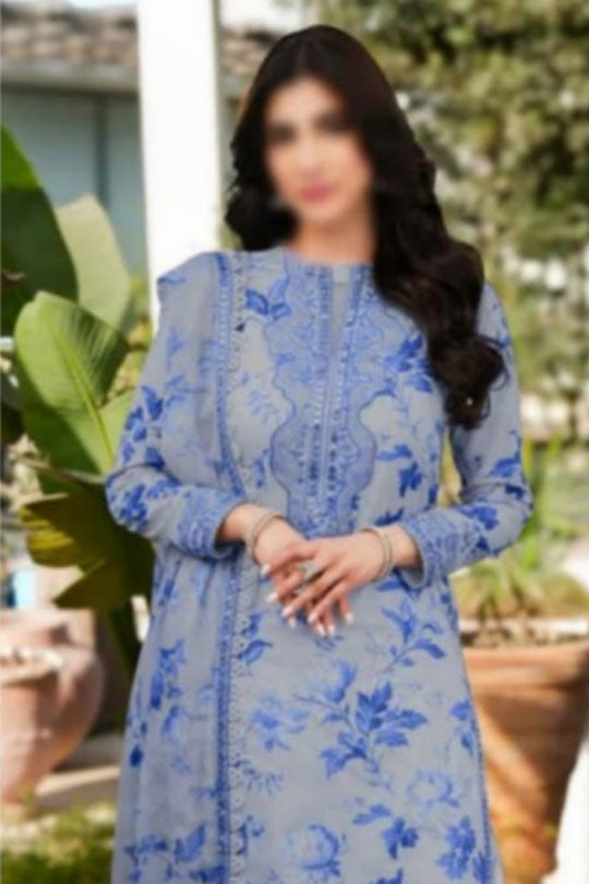 Shrenz Grey | Pastel Blue - Lawn Collection