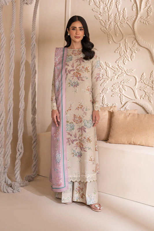 Lawn-Iznik 3 Piece Digital Print - Skin