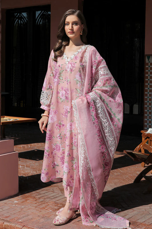Barooque - Pink-Embroidered Lawn 3 Piece Unstitched Suit